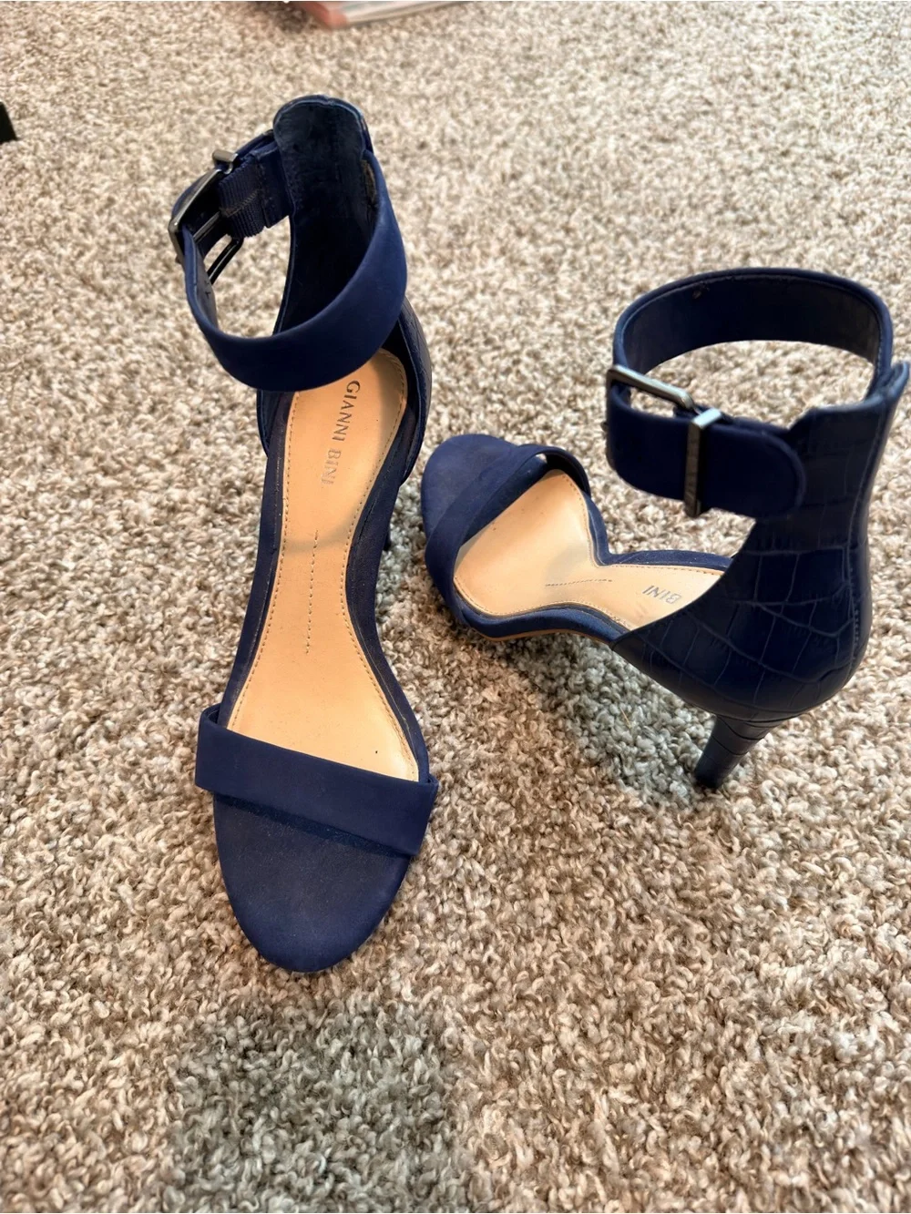 Gianni Bini Navy Ankle-Strap Heels